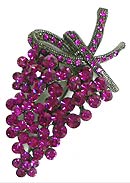 Grape brooch, sparkling crystals