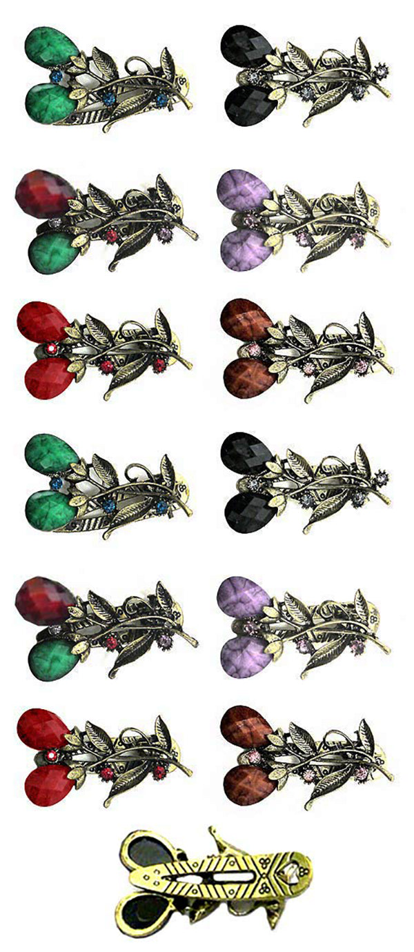 Hclip175-1 Bella dozen Pack Small Hair Clips Colorful Beads  display picture 2