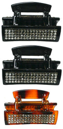 Set of 3 Small Light Weight Celluloid Hair Claws 2 Colors Black Brown 2838-3