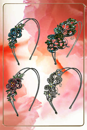 Crystal flower headbands in a range of colors
