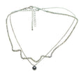 Set of 2 for a Layer Look 1 Wavy Crystal Chain + 2nd Chain w. Fashion Tahiti Pearl Pendant