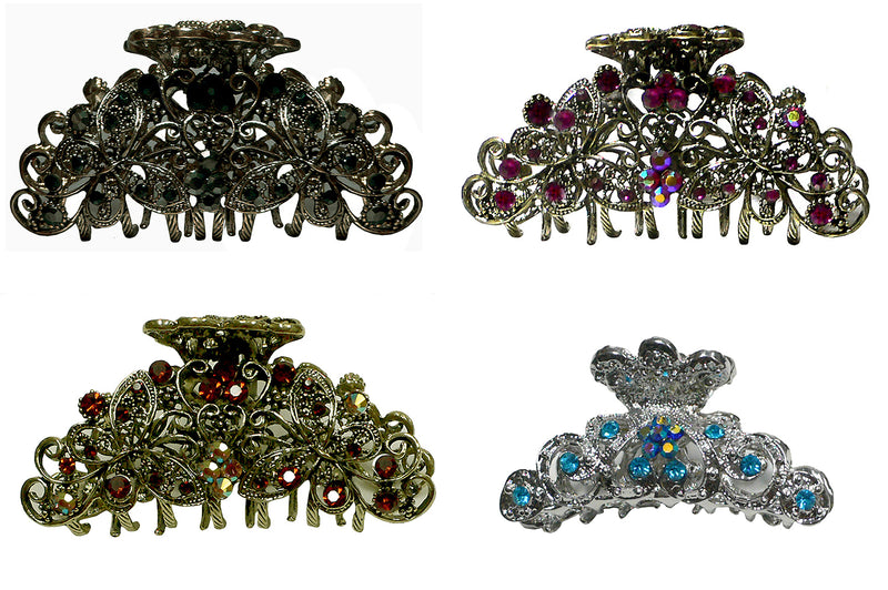 Set of 4 Butterfly Hair Claws Metal Jaw Claw Clips RW86410-6132-4
