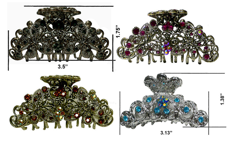 Set of 4 Butterfly Hair Claws Metal Jaw Claw Clips RW86410-6132-4
