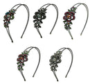 Set of 5,  Set of 6 Crystal Flower Headbands Resilient Metal Wire Hairband Headbands U86121-0119-5-6