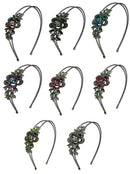 Set of 7 to Set of 9 Crystal Flower Headbands Resilient Metal Wire Hairband Headbands U86121-0119-7to9