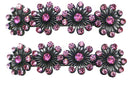 Set of 2 Crystal Barrettes Design of 4 Flower 2 Colors or Pair of Same Color