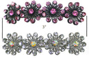 Set of 2 Crystal Barrettes Design of 4 Flower 2 Colors or Pair of Same Color