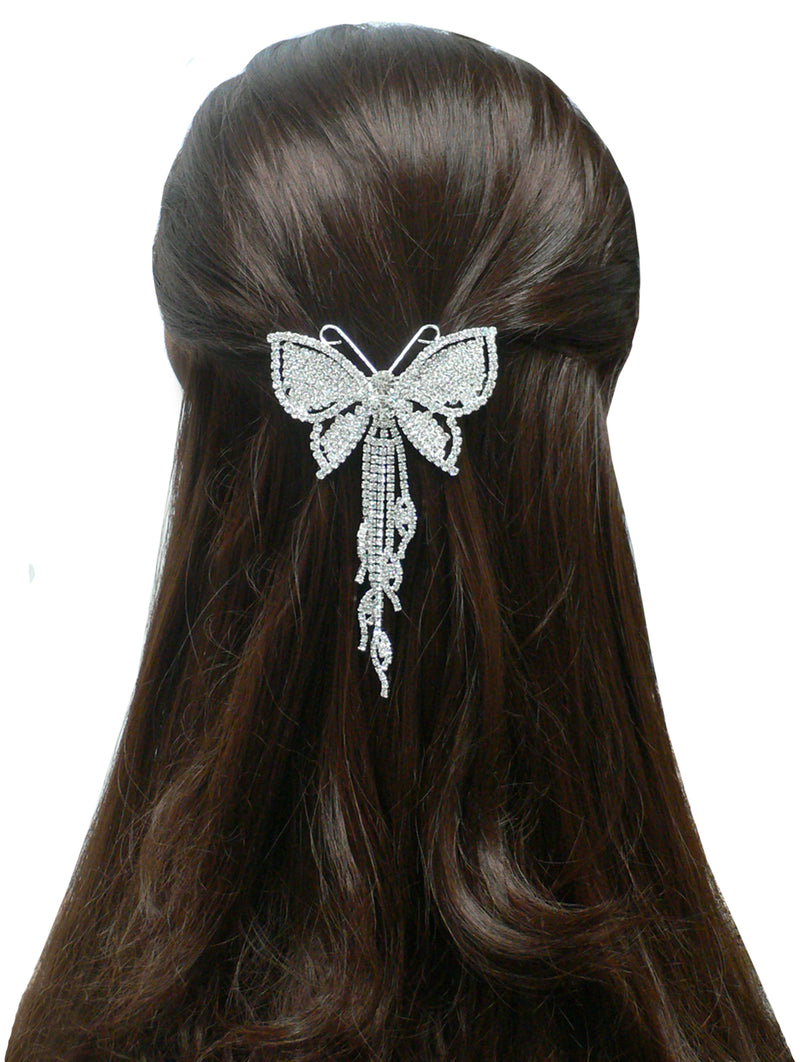 Brand jcgy Crystal White Butterfly Barrette Bridal Barrette Wedding Hairclip AD86014-9050-3