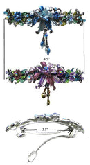 Set of 2 Large Crystal Flower Barrette with Hanging Ornament