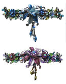Set of 2 Large Crystal Flower Barrette with Hanging Ornament