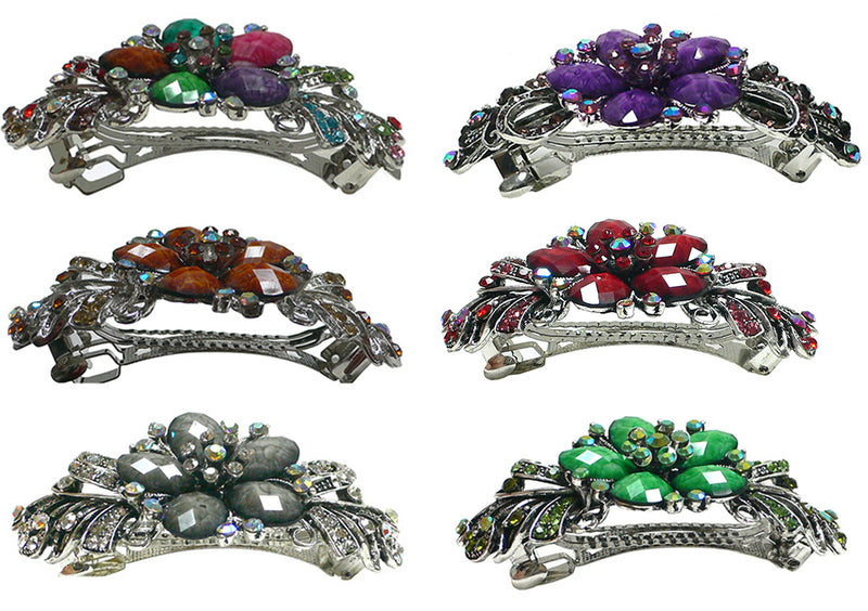 Combo Set of 6 6 Gorgeous Barrettes in 4 Unique Styles 6 Color for Thick Hair 0052/17-6-