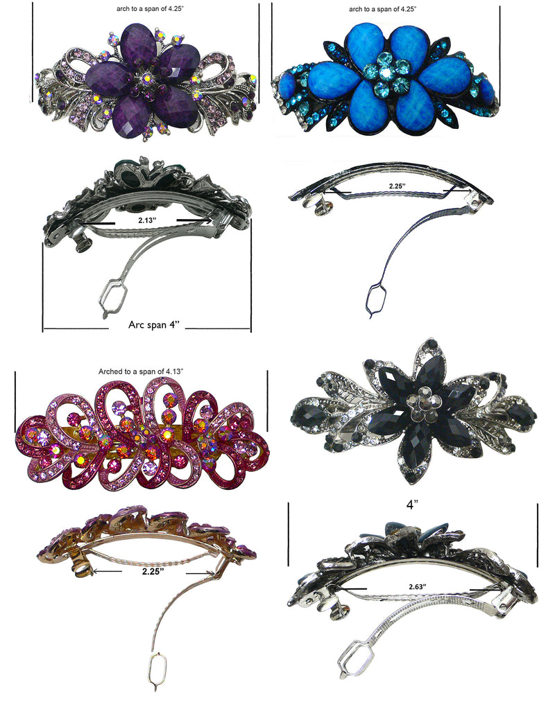 Combo Set of 6 6 Gorgeous Barrettes in 4 to 6 Unique Styles 6 Color for Thick Hair 0052/17-6-