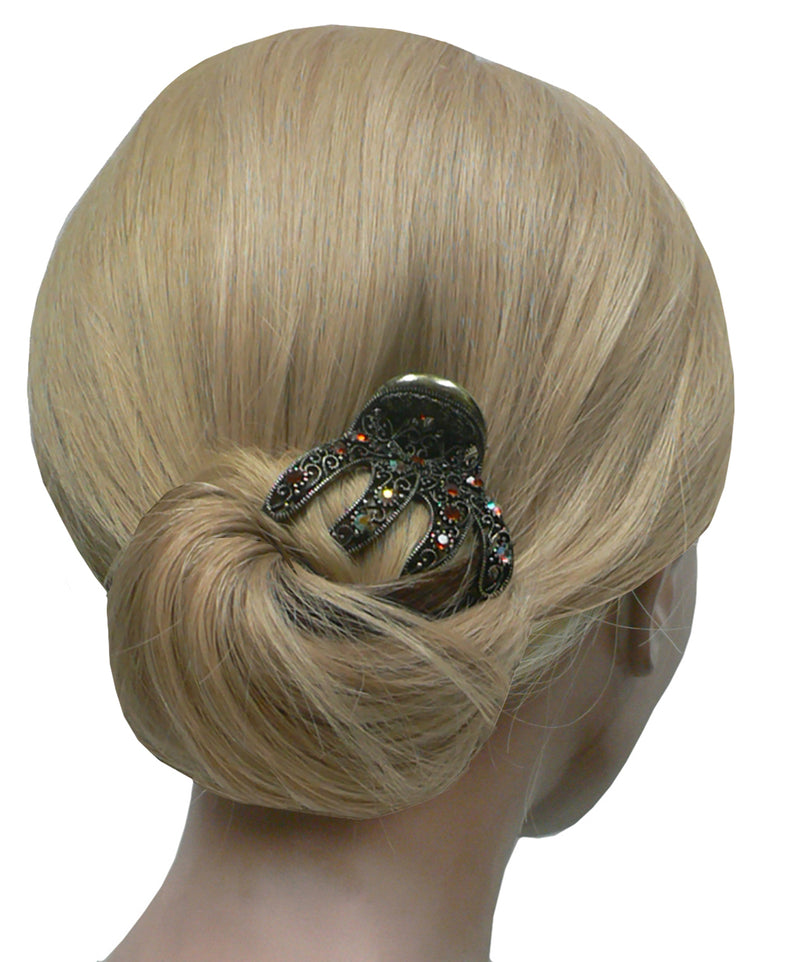 Bella Crystal Jaw Claw Clip Metal Hair Claw with Wide Cavity for Thick Hair 8 Colors GL56