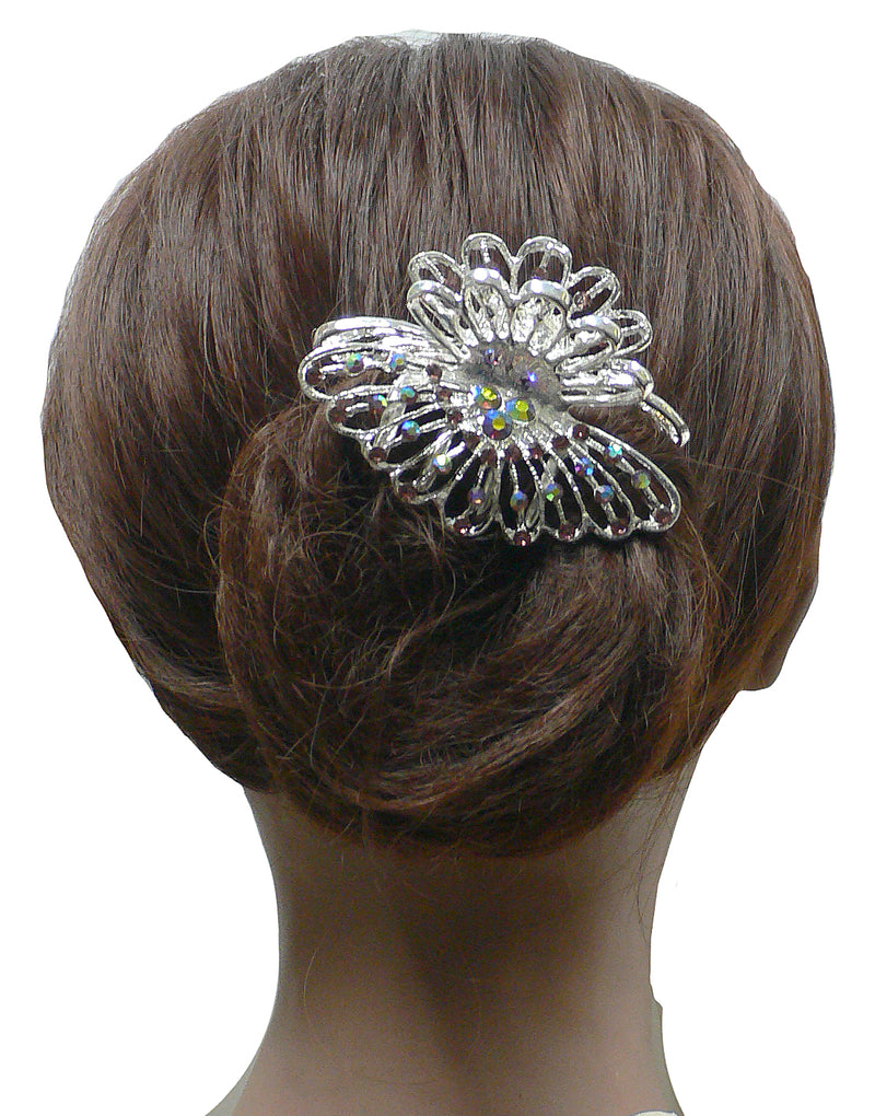 Hair Claw Silver Tone Jaw Clip for Everyday and Bridal GL86410-JL1