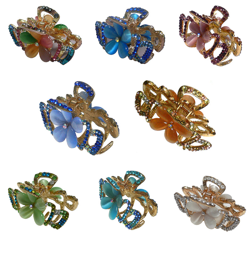 Bella Medium/Small Crystal Metal Jaw Clip Opal Beads Set of 4, 6, 8 CI1448-4-6-8