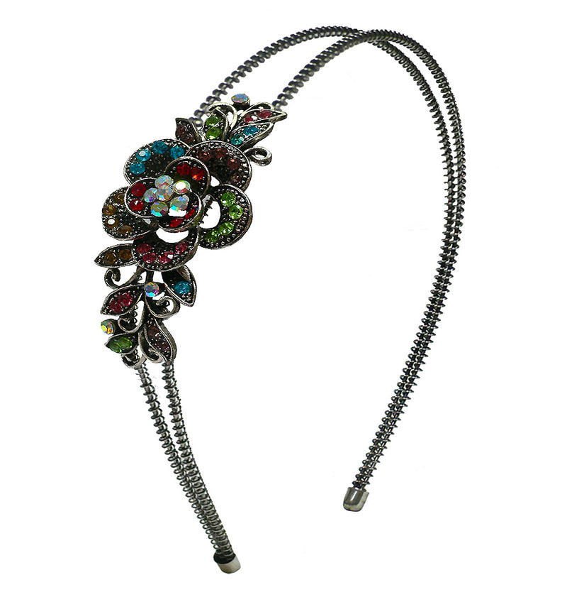 Crystal Flower Headband Resilient Metal Wire Hairband U86121-0119