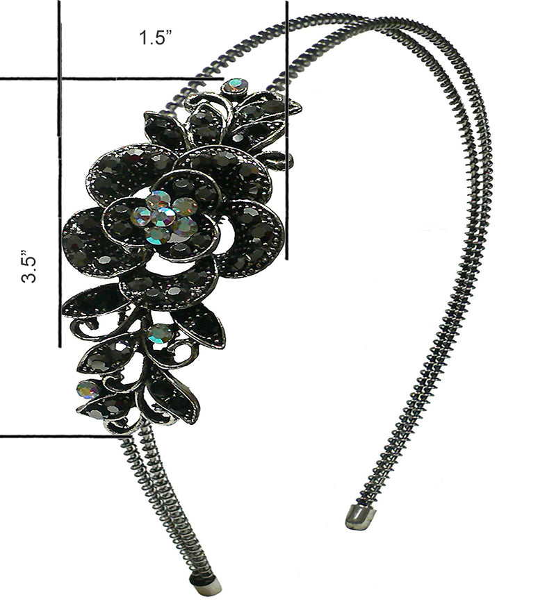 Set of 2 to Set of 4 Crystal Flower Headbands Resilient Metal Wire Hairband Headbands U86121-0119-2to4