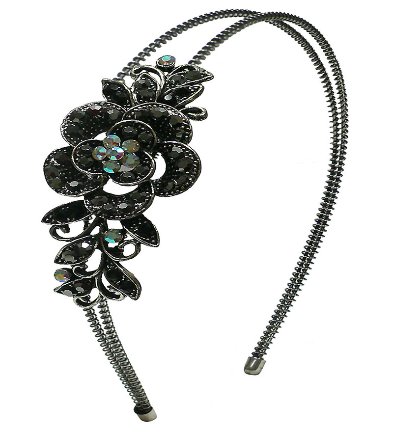 Crystal Flower Headband Resilient Metal Wire Hairband Headband U86121-0119