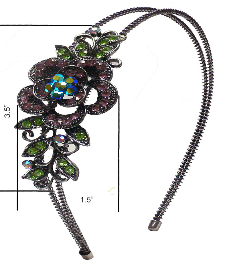 Crystal Flower Headband Resilient Metal Wire Hairband Headband U86121-0119