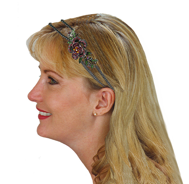 Set of 2 to Set of 4 Crystal Flower Headbands Resilient Metal Wire Hairband Headbands U86121-0119-2to4