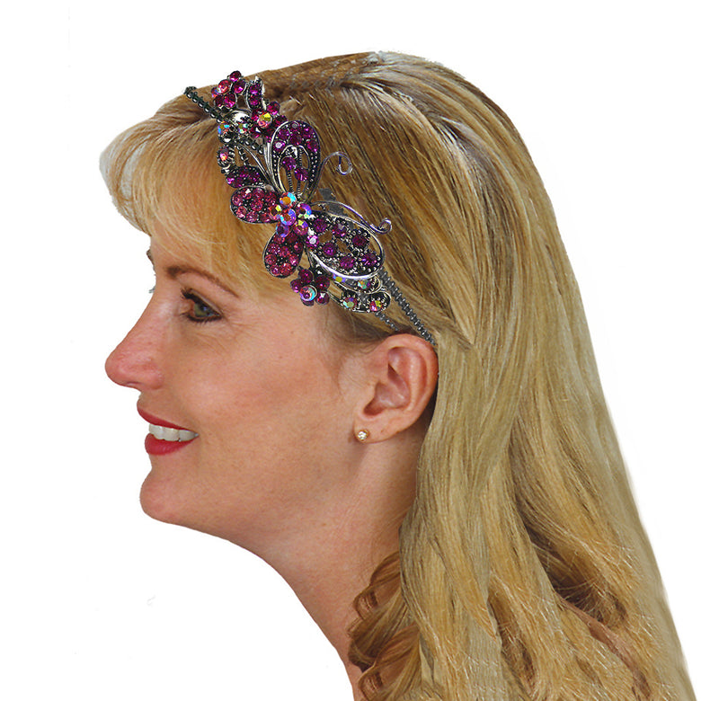 Set of 3 Set of 4 Crystal Butterfly Headband Double Metal Wire Hairbands U86121-0124-3-4