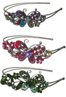 Set of 3 Set of 4 Crystal Butterfly Headband Double Metal Wire Hairbands U86121-0124-3-4
