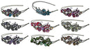 Set of 9 Crystal Butterfly Headbands Double Metal Wire Hairbands U86121-0124-9
