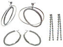 Set of 3 Pairs of Earrings 3 Unique Styles Crystal Double Hoops Mid Size Crystal Hoop 3rd pr Dangle Earrings8131
