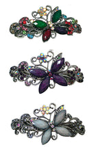 Bella Set of 3 Large Butterfly Barrettes Sparkly Crystals French Clasp U86800-0053-3