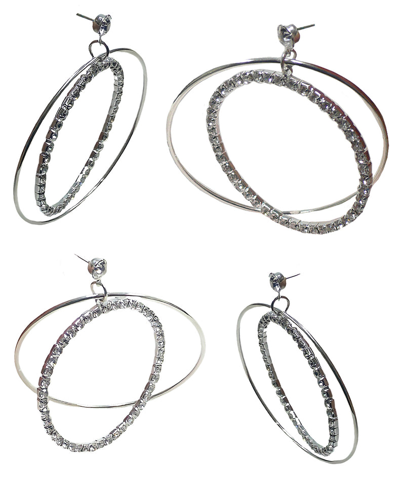 Brand jcgy Set of 2 & Set of 3 Crystal Double Hoops Earrings Movement Earrings AD89800-8131-2/3
