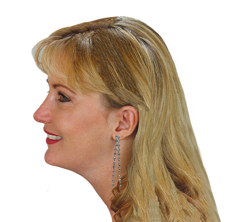 Set of 3 Pairs of Earrings 3 Unique Styles Crystal Double Hoops Mid Size Crystal Hoop 3rd pr Dangle Earrings8131