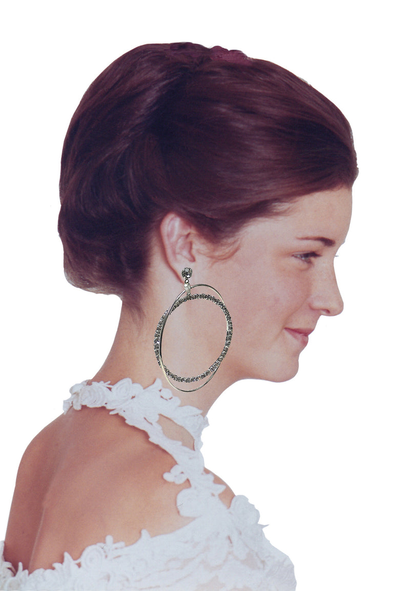 Set of 6 Brand jcgy Crystal Double Hoops Earrings Movement Earrings AD89800-8131-6