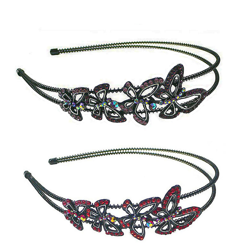 HB0055 Bella Crystal Butterfly Headband Metal Wire Hair Band