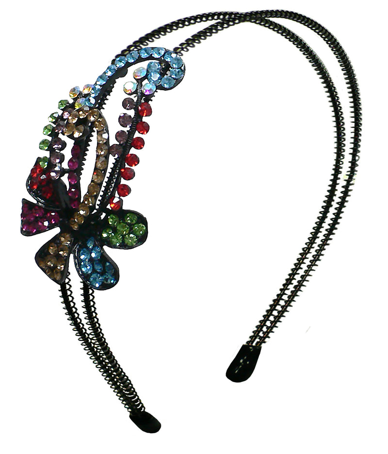 Crystal Flower Headband Resilient Metal Wire Hairbands U86121-0057