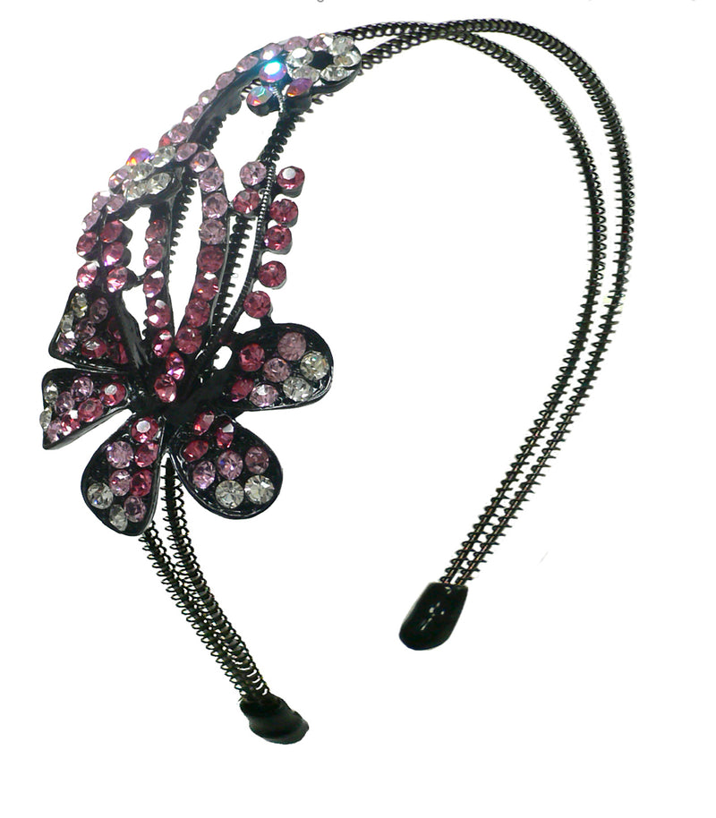Crystal Flower Headband Resilient Metal Wire Hairbands U86121-0057