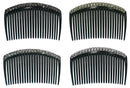 Plastic Hair Comb Sparkly Acrylic Stones in Color Black, Hematite, Amber Tint, Crystal 1218