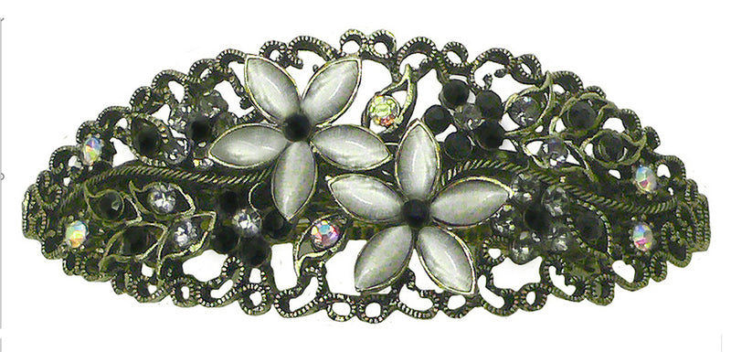 Bella Oval Barrette with Catseyes and Crystals