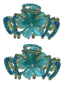 Bella Set of 2 or 3 Medium/Small Crystal Metal Jaw Clip Opal Beads CI86410-1448