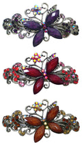 Bella Set of 3 Large Butterfly Barrettes Sparkly Crystals French Clasp U86800-0053-3