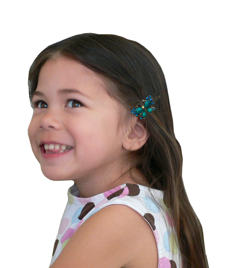 Crystal Butterfly Barrettes Snap Clips for Thin Hair Young Girls LPW86250-3