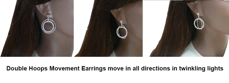 Brand jcgy Crystal Double Hoops Earrings Crystal Silvery White Movement Earrings AD89800-8131
