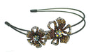 HB0056 Bella Crystal Flower Headband Bright Crystal Flowers Metal Hair Band U0056