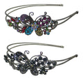 Crystal Butterfly Headband Double Metal Wire Hairband U86121-0124