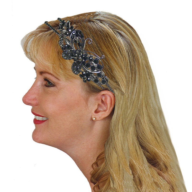 Set of 9 Crystal Butterfly Headbands Double Metal Wire Hairbands U86121-0124-9