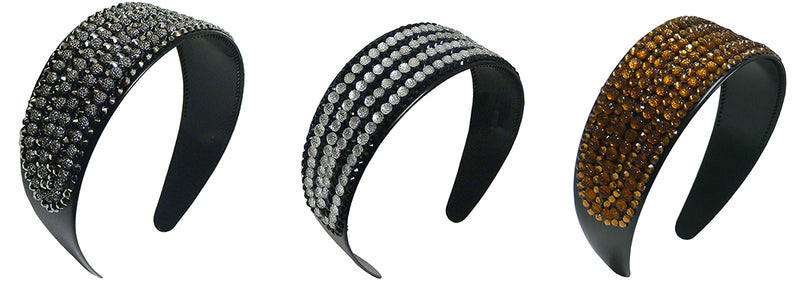 Set of 3 and Set of 6 Wide Band Plastic Bling Bling Headband 2" Wide at Center NI86012-24611-3and6