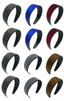 Dozen Pack, 12 Count,  Wide Band Plastic Bling Bling Headband 2" Wide at Center NI86012-24611-Dz Pk