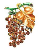 Crystal Grape Brooch pin,