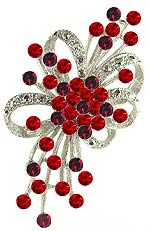 Crystal Brooch, Flower with Ribbons