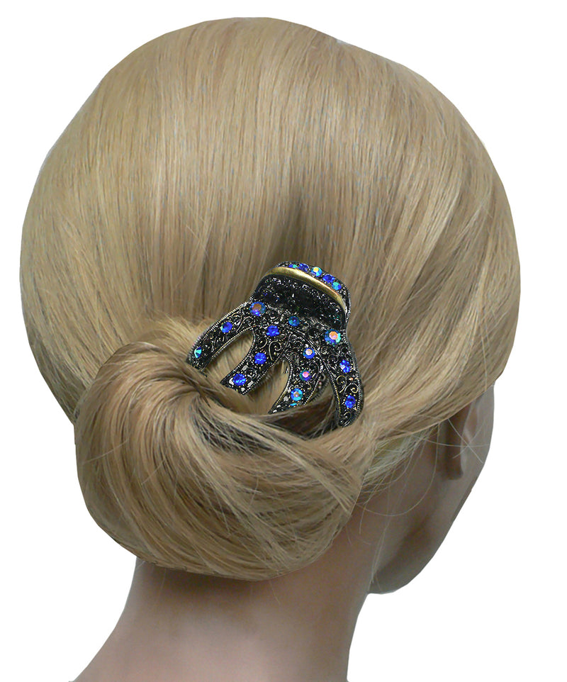Bella Crystal Jaw Claw Clip Metal Hair Claw with Wide Cavity for Thick Hair 8 Colors GL56