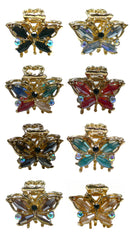 Set of 8 Mini Jaw Claw Clips Tiny Bling Hair Claw Clips Pale Gold Trim U864175-2434-8